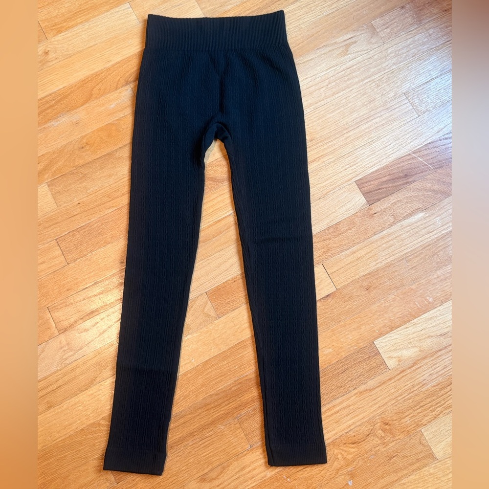 Runway Ready High Rise Knit Black Leggings Loungewear sz S/M